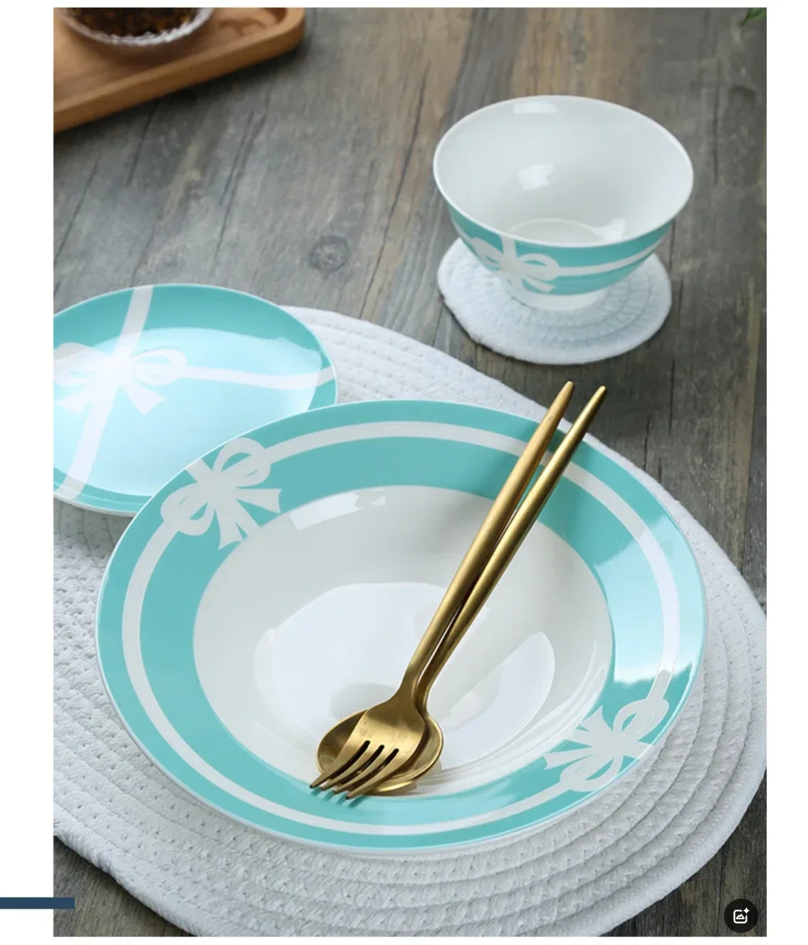 Ceramic Blue Bow Tableware