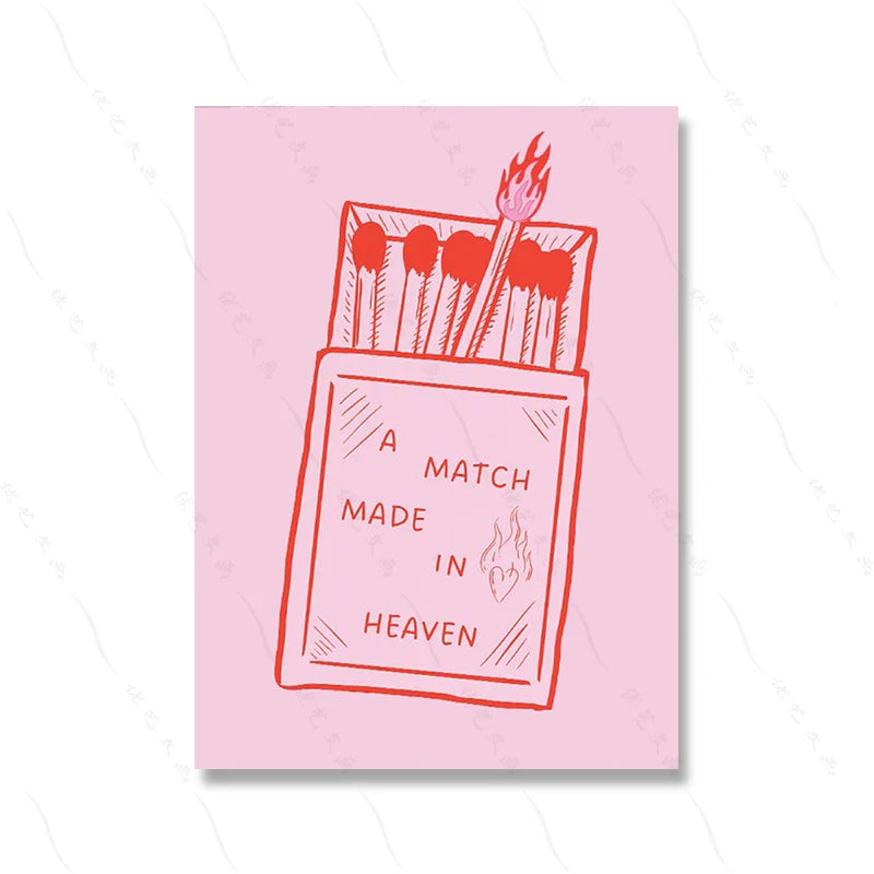 Pink Preppy Poster Print Dopamine Wall Art Pictures Danish Dorm Room Decor Colorful Canvas Painting Trendy Art Murals Decoration