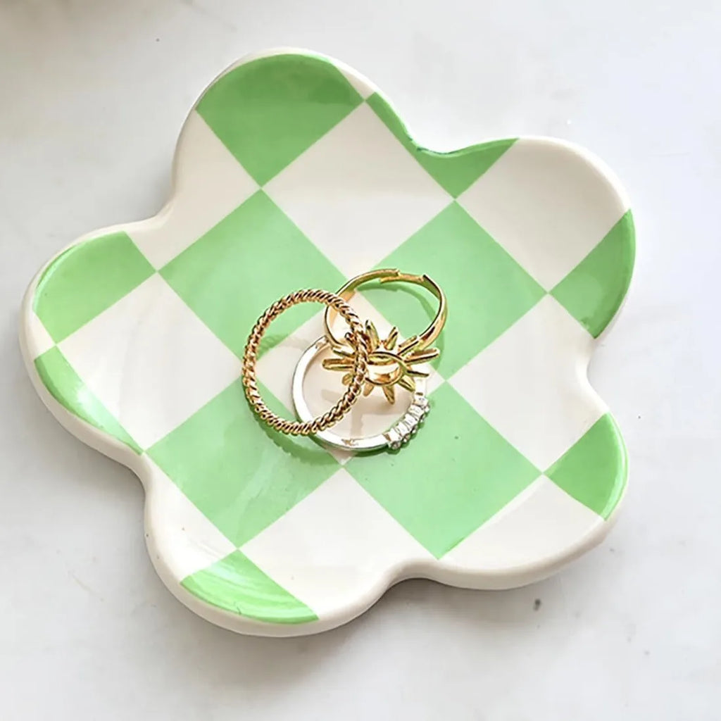 Ceramic Petal Tray, Jewelry Plate Necklace Ring Storage Dish,Jewelry Display Plate Desktop Decor