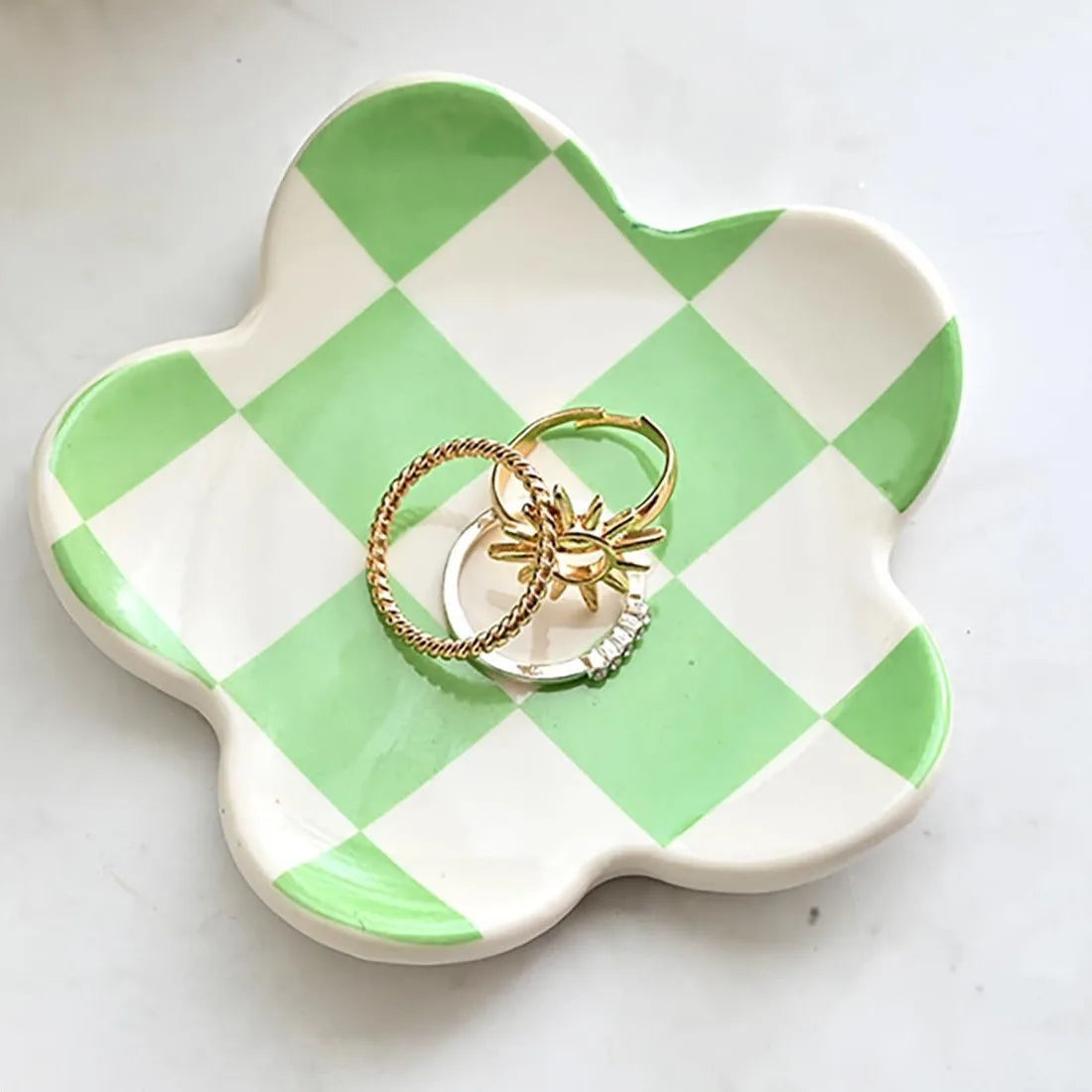 Ceramic Petal Tray, Jewelry Plate Necklace Ring Storage Dish,Jewelry Display Plate Desktop Decor