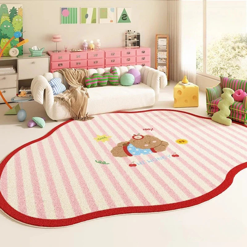 Cream Style Rugs Decoration Anti-slip Carpet Fluffy Soft Floor Mat Thick Plush Cloakroom Rug