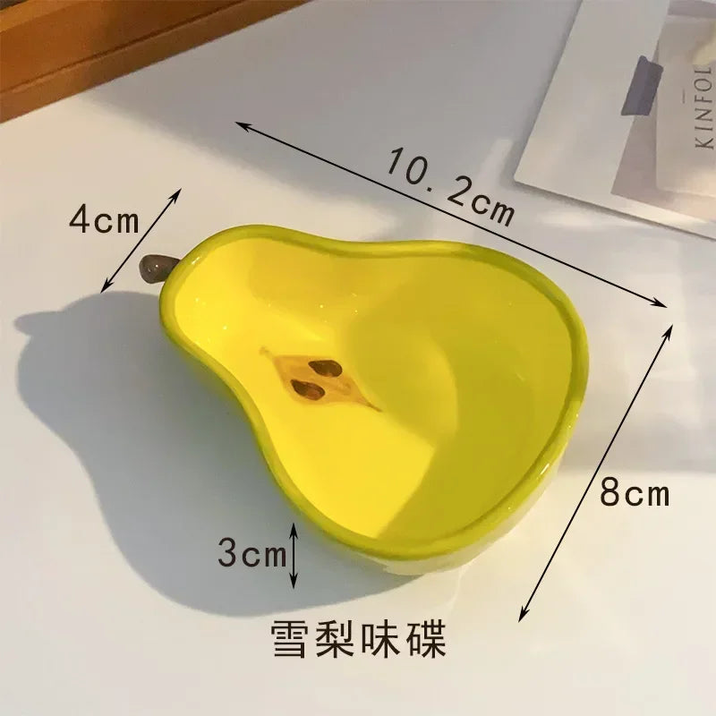 Cute Ceramic Dish Plates Fun Fruit Shape Snack Plate - Serving Small Plate