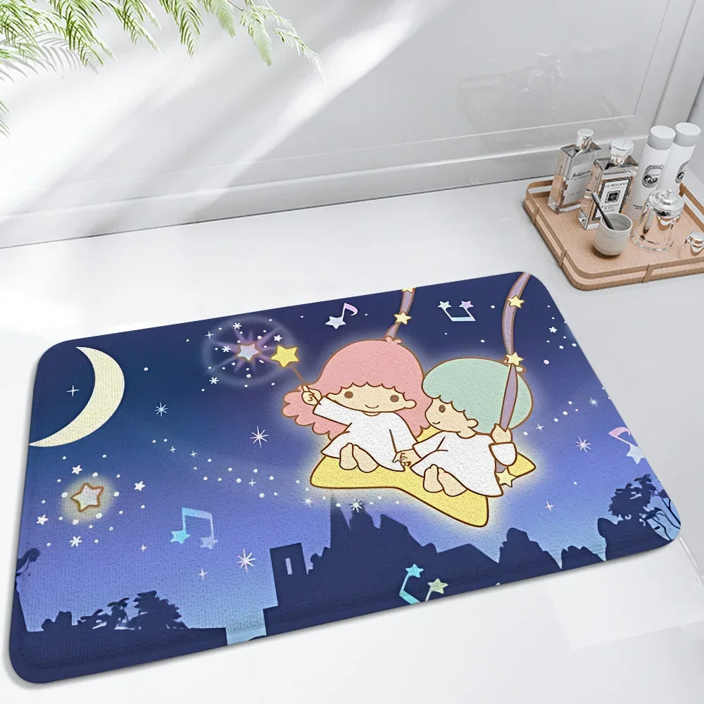 Cartoon Little Twin Stars KiKi Floor Mat For Living Room Sofa Floor Cushions Modern Soft Fluffy Home Rug
