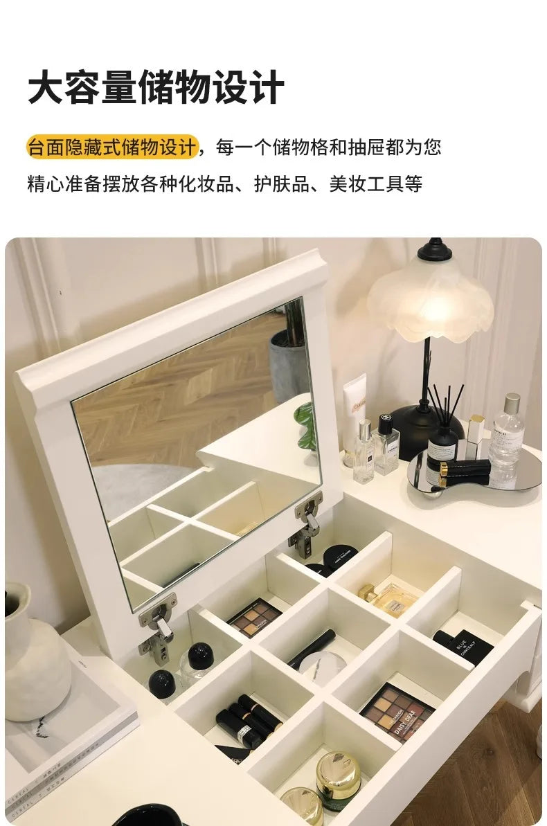 Luxury Modern Organizer Dresser Vanity Mirror Makeup Desk Dressing Table Storage