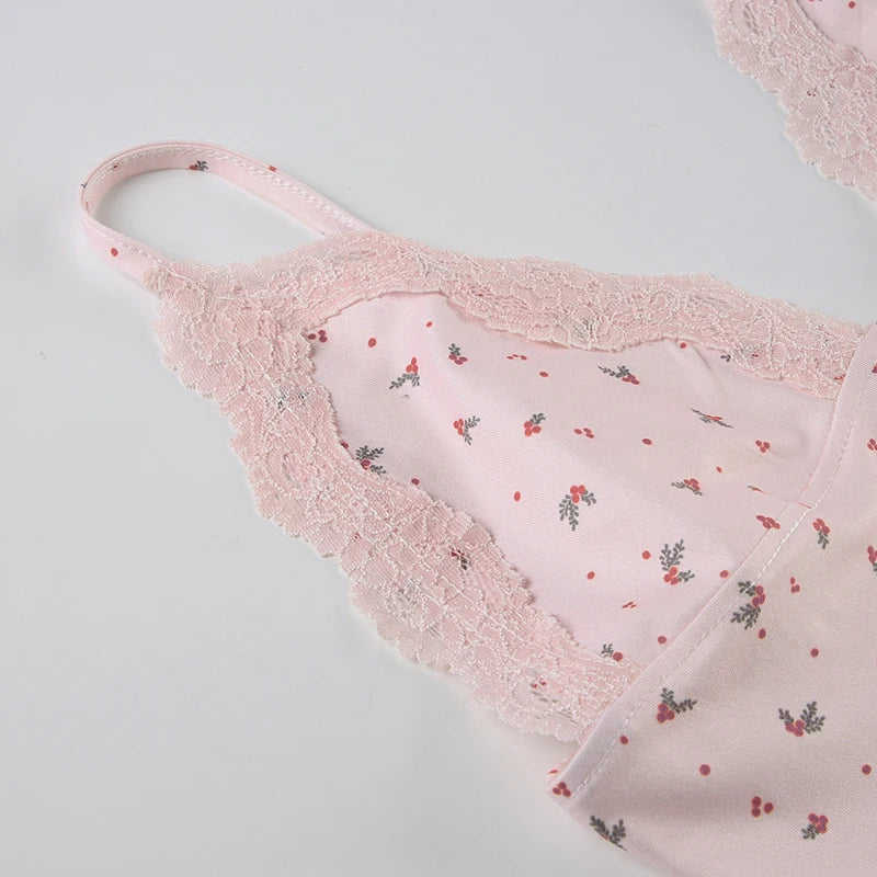 Floral Print Women's Set Camisole + Short Pants