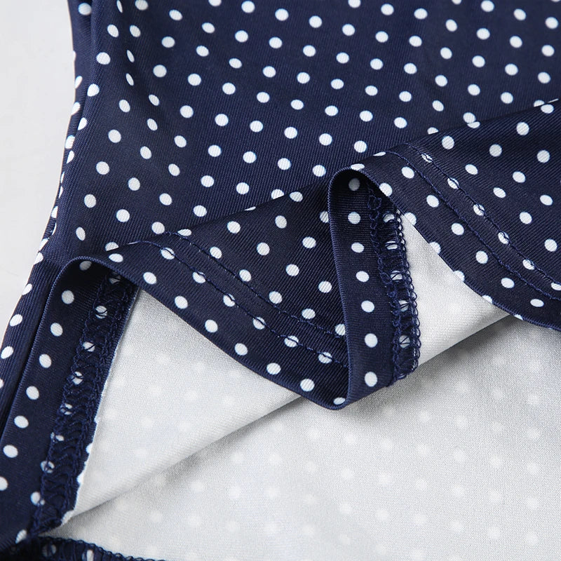 Y2K Polka Dot Crop Top Casual Lace Stitching Sleeveless Skinny Strap Tops Women Basic Camisole Streetwear Tees Aesthetic