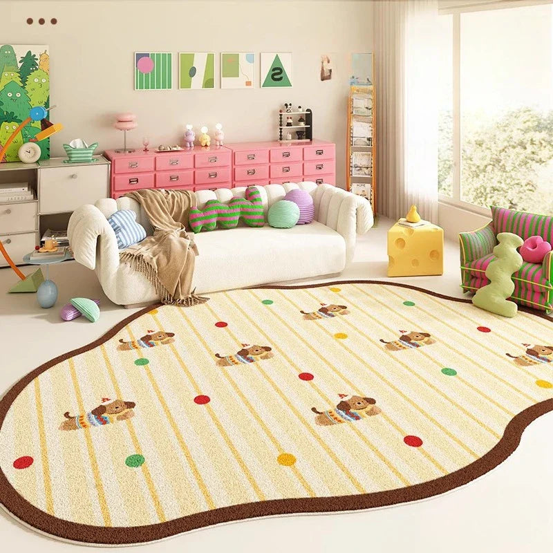 Cream Style Rugs Decoration Anti-slip Carpet Fluffy Soft Floor Mat Thick Plush Cloakroom Rug