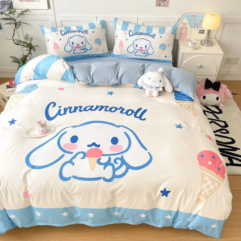 Hello Kitty Cartoon 4-piece set Bedding Set Pink Cats Kawaii Duvet Cover