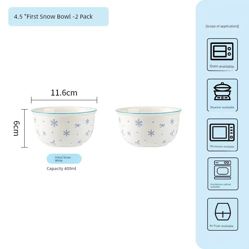 Ceramic Underglaze Color Bowl and Dish Tableware for One Person Bowl Spoon Bowl and Chopsticks
