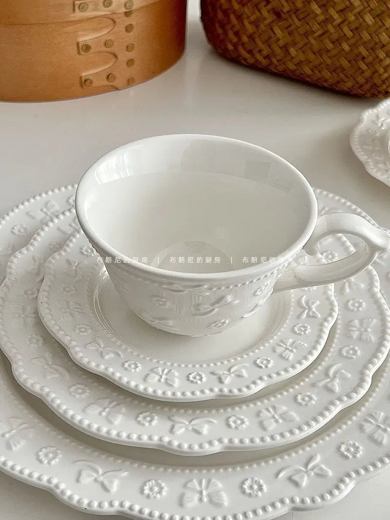 White French Lace Cup and Plate Set