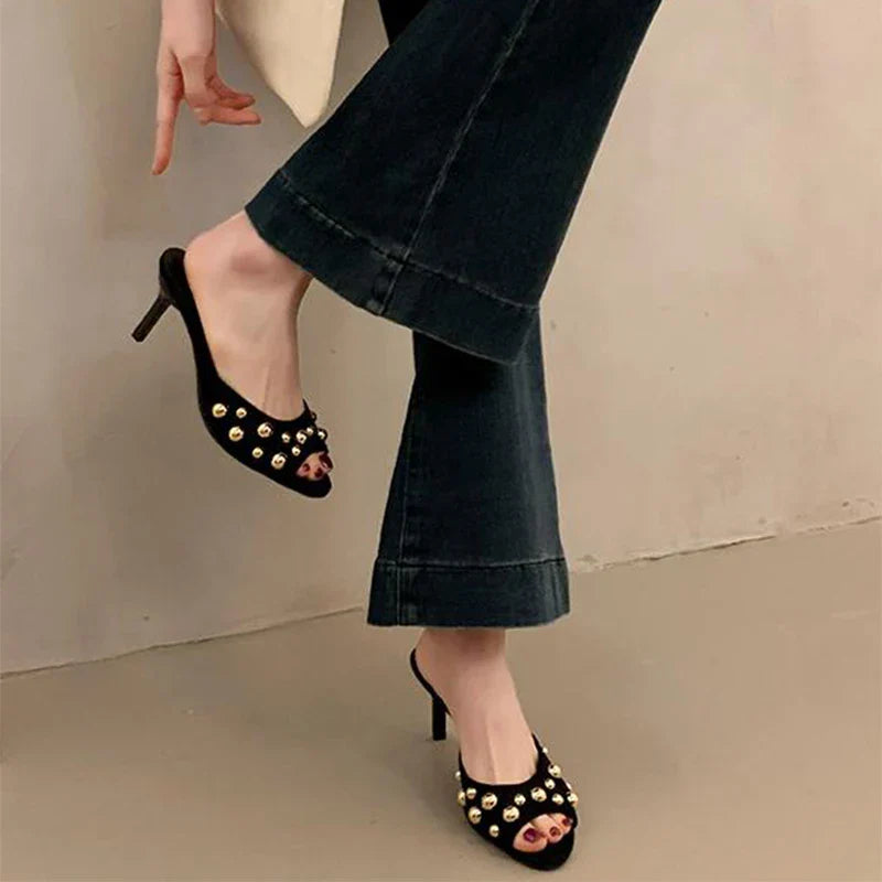 Luxury Brand Wear Elegant Versatile Women's High Heel Sandals Stiletto Slippers