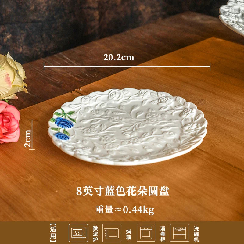 Rose Ceramic Afternoon Tea Cake Dessert Plate