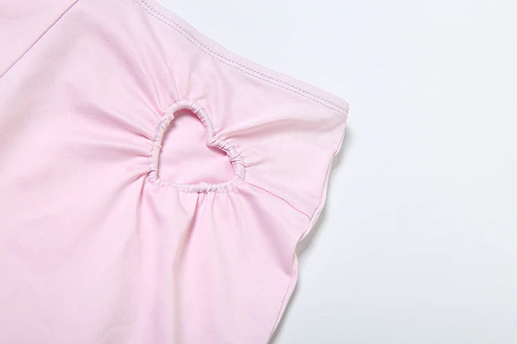 Heart Hollow 2 Piece Set Women o-Neck Sleeveless Tops+Skinny Stretch Pants