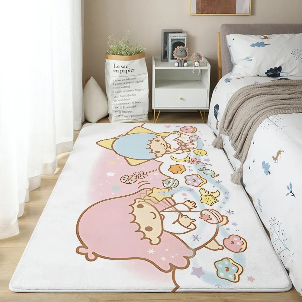 Cartoon Little Twin Stars KiKi Floor Mat For Living Room Sofa Floor Cushions Modern Soft Fluffy Home Rug