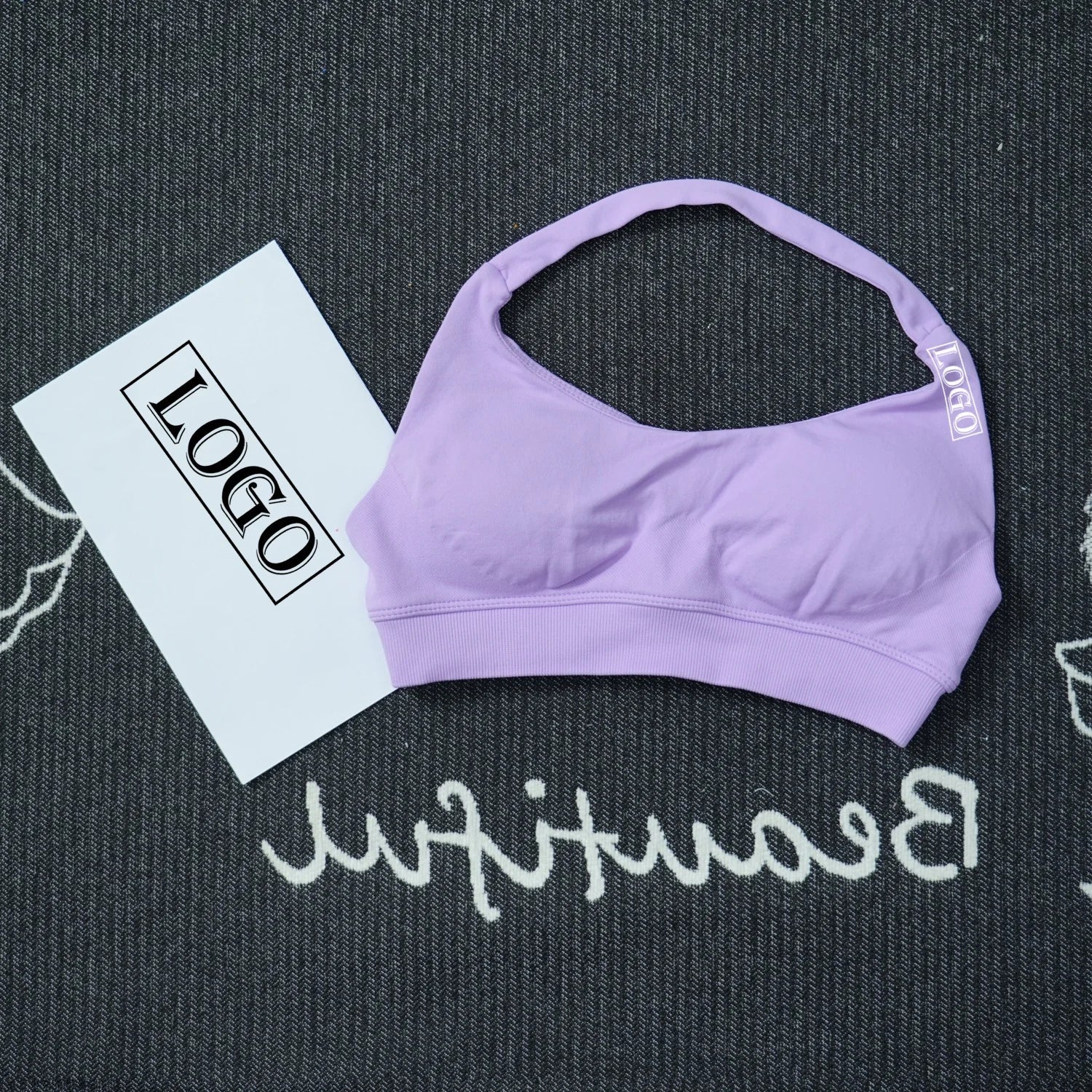 Yoga Impact Sports Bra With Logo Women Seamless Halter Bra Open Back Yoga Top Bras Medium Support Gym Crop Top Padded Sportswear