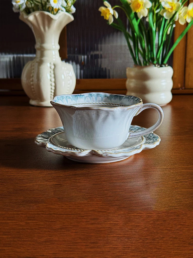 Vintage Ceramic Niche Design Afternoon Teacup with Dessert Plate