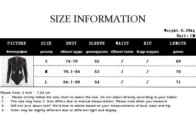 Sexy Hollow Out Long Sleeve Bodysuit Metal Ring Connection Fashion Folds Women Bodice Black Bodycon Top