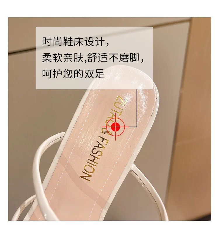 Elegant Women Crystal Summer Jelly Slippers Open Toe Clear High Heels
