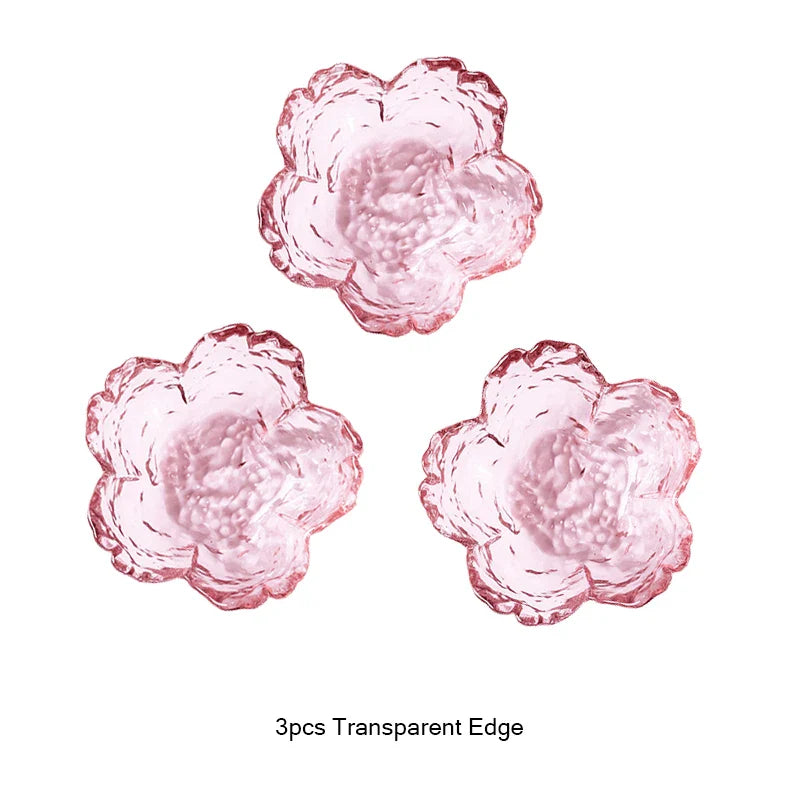 Cherry Blossom Sauce Dishes Small Glass Dish Sauce Bowl Nodic Gold Inlay Ice Cream Small Dinner Plates Kitchen Supplies 3pcs
