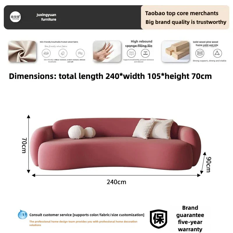 European Italiano Velvet Living Room Sofa Pink Floor Light Luxury 3 Seat Couch Christmas Organizer Sofa Inflavel Home Decoration