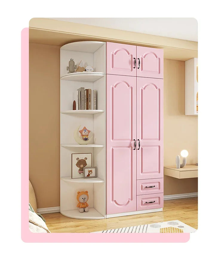 Two Door Wardrobe Clothing Organizer Korean Style Wooden Wardrobe - Heavy Duty