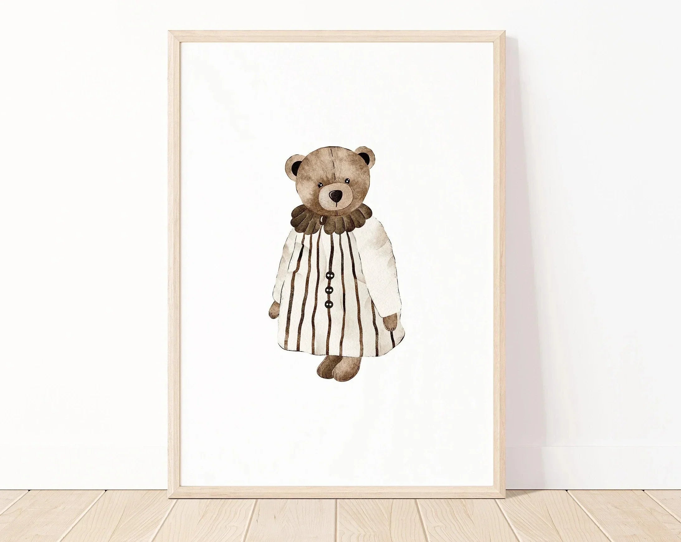Pink Ballet Dancer Bear  Cute Teddy Bear Canvas Painting Minimalist Wall Art