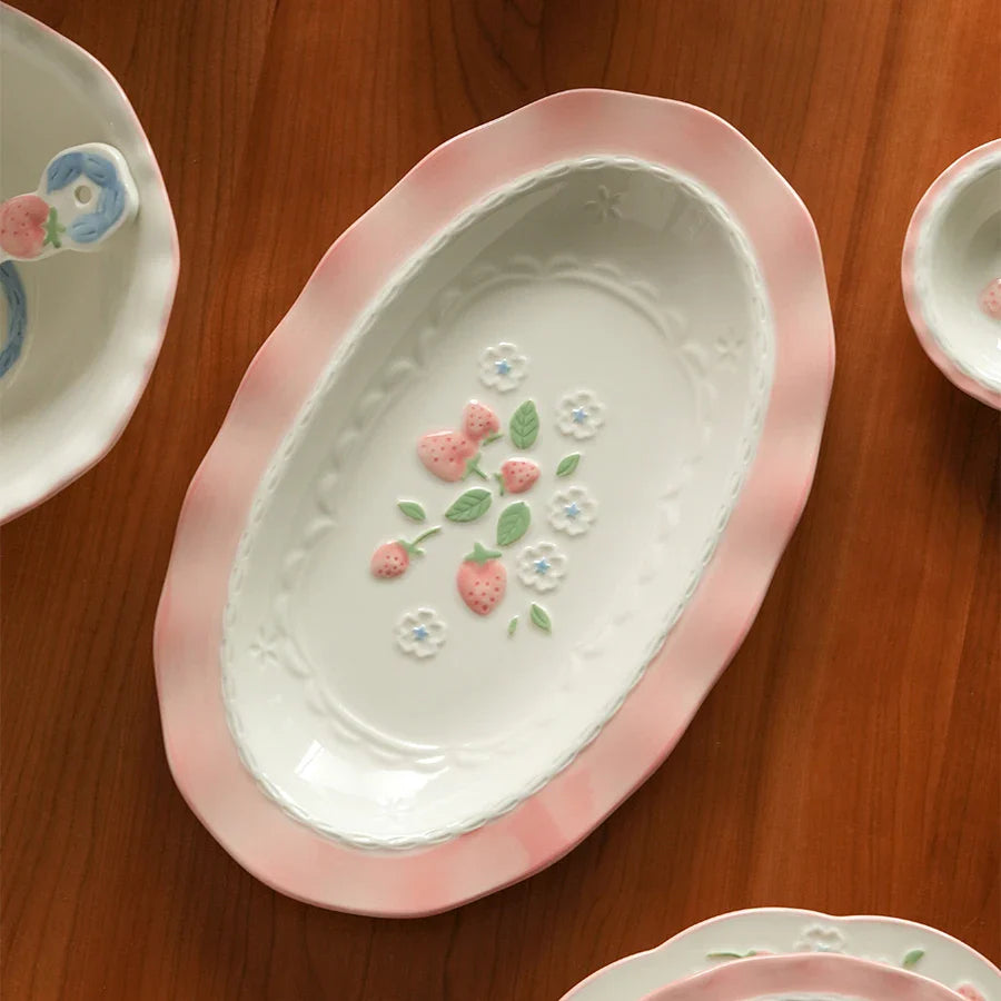 Cute Strawberry Ceramic Porcelain Tableware