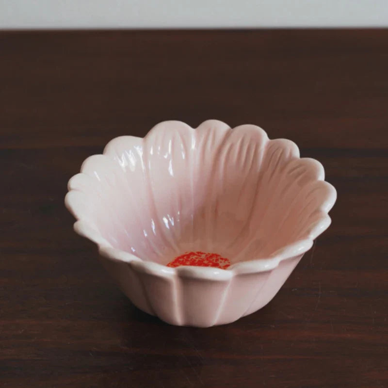 Ceramic Bowl 4.5 Inch Small Creative Floral Shape Dessert Bowl