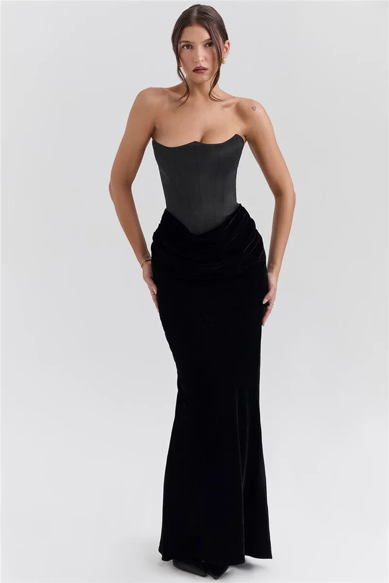 Off-shoulder Strapless Sexy Maxi Dress For Women Elegant Sleeveless Backless Bodycon Club Party Evening Long Dress