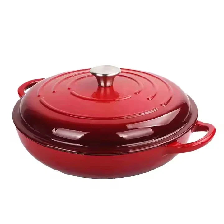 Red Enameled Dutch Oven Cast Iron Cookware Casserole Cooking Soup & Stock Pots And Pans Set