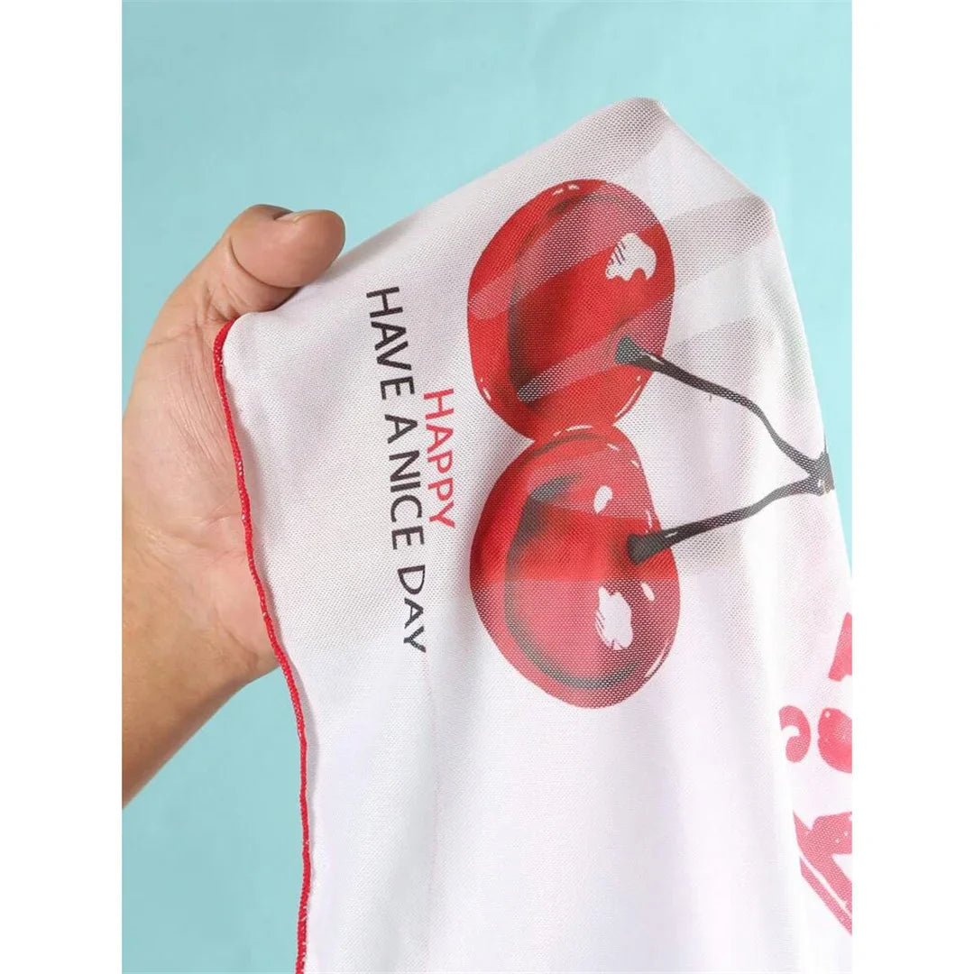 Cherry Printed Short Sleeve Bikini Female Swimsuit Women Swimwear Three-pieces Bikini Set