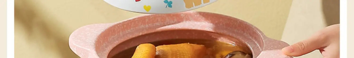 Ceramic Casserole Korean Cartoon Ceramics Soup Pot Cute Pink Saucepan Cookware Utensils Clay Pan Home Kitchen Cooking Supplies