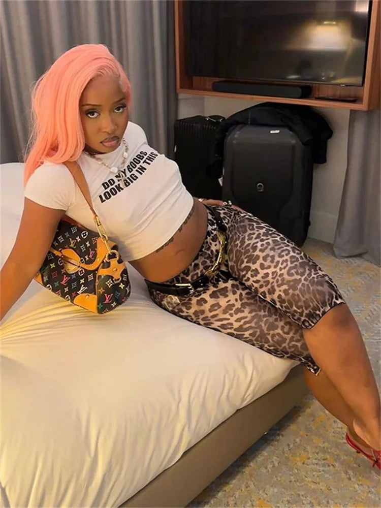 Leopard Print Cropped Pants Women Elastic Waist Buttoms Classic Skinny Basic Streetwear
