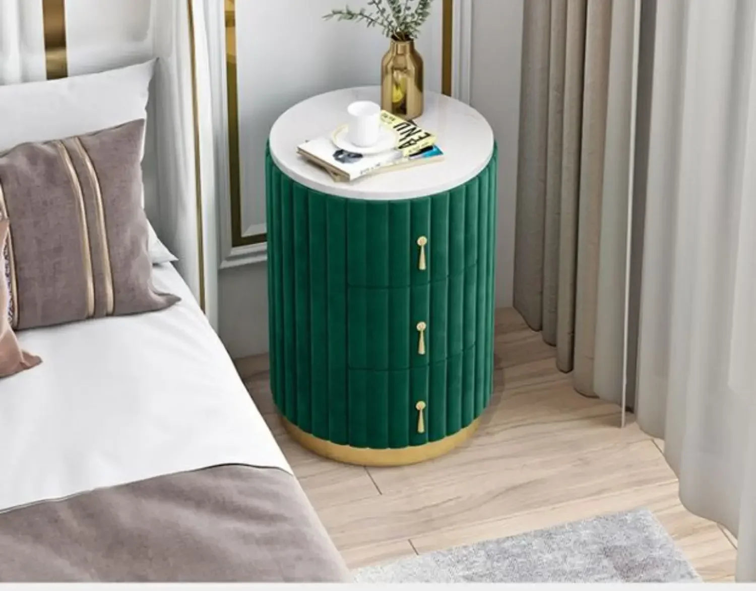 Mobile Side Bed Pink Nightstands Small Modern Modern Luxury Nightstands Space Saving Storage Furniture