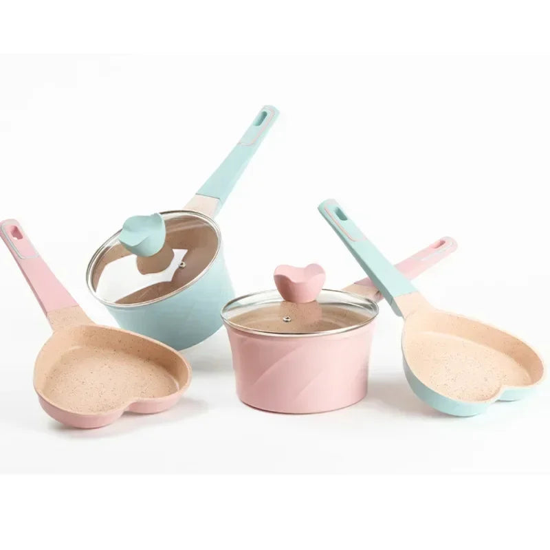 Mini Side Non-stick Cookware, Pink Love Egg Frying Pan for Kitchen, Mini Cooking Pot for Home Use, Cute and Efficient