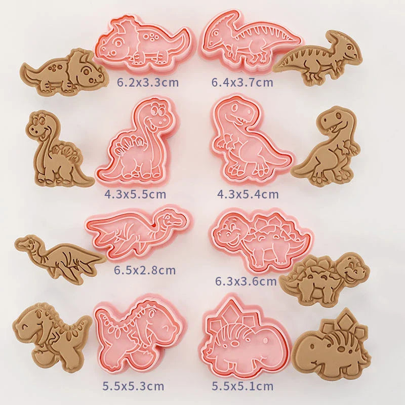 Cookie Cutters Plastic 3D Cute Cartoon Pressable Biscuit Mold Cookie Stamp Kitchen Baking Pastry Bakeware 8 Pcs/set