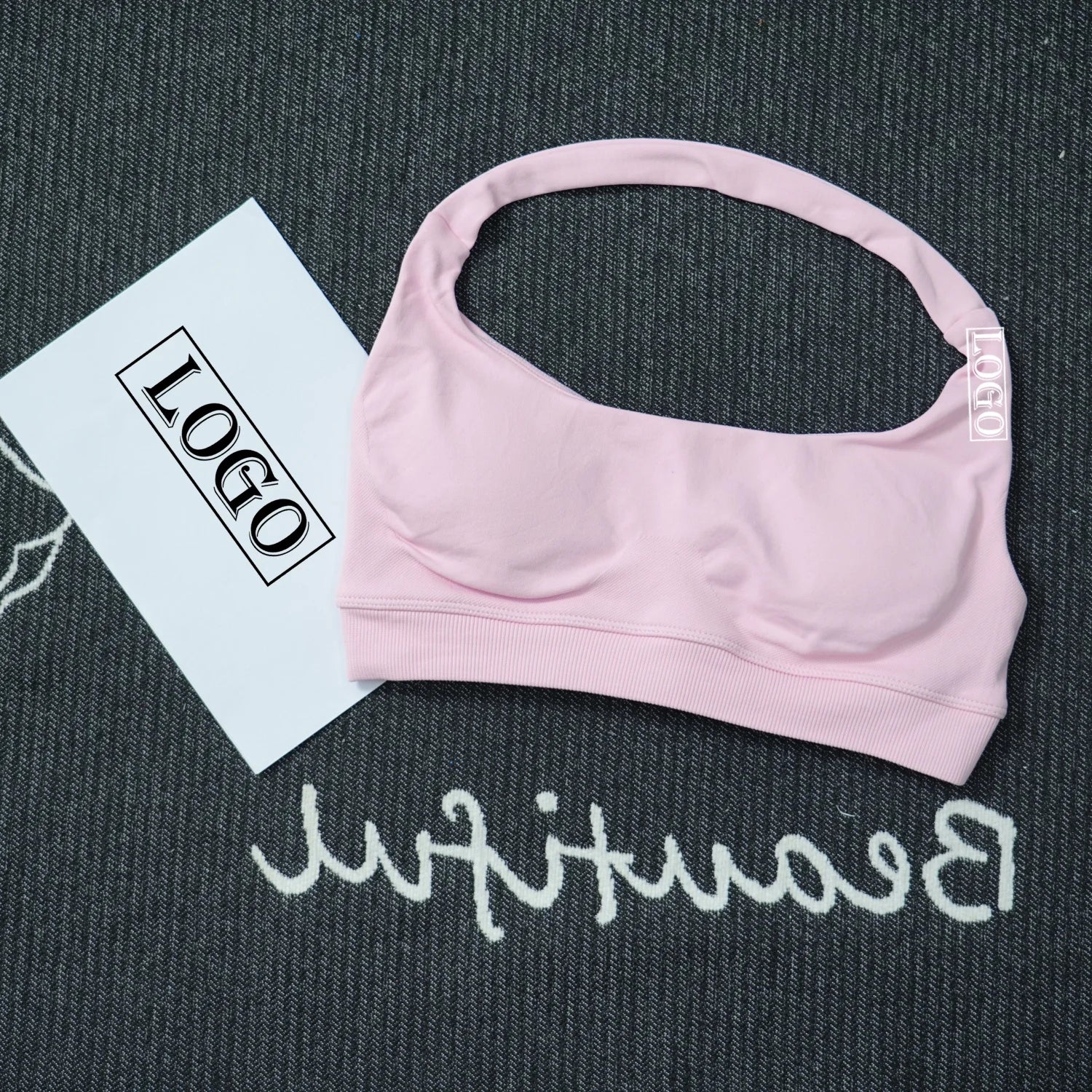 Yoga Impact Sports Bra With Logo Women Seamless Halter Bra Open Back Yoga Top Bras Medium Support Gym Crop Top Padded Sportswear