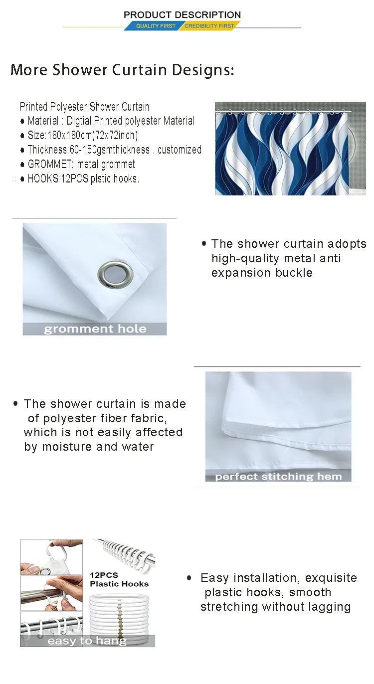 Pretty Pink Floral Bow Printed Shower Curtain with 12 Hooks, Mildew Resistant and Waterproof Bathroom Decoration