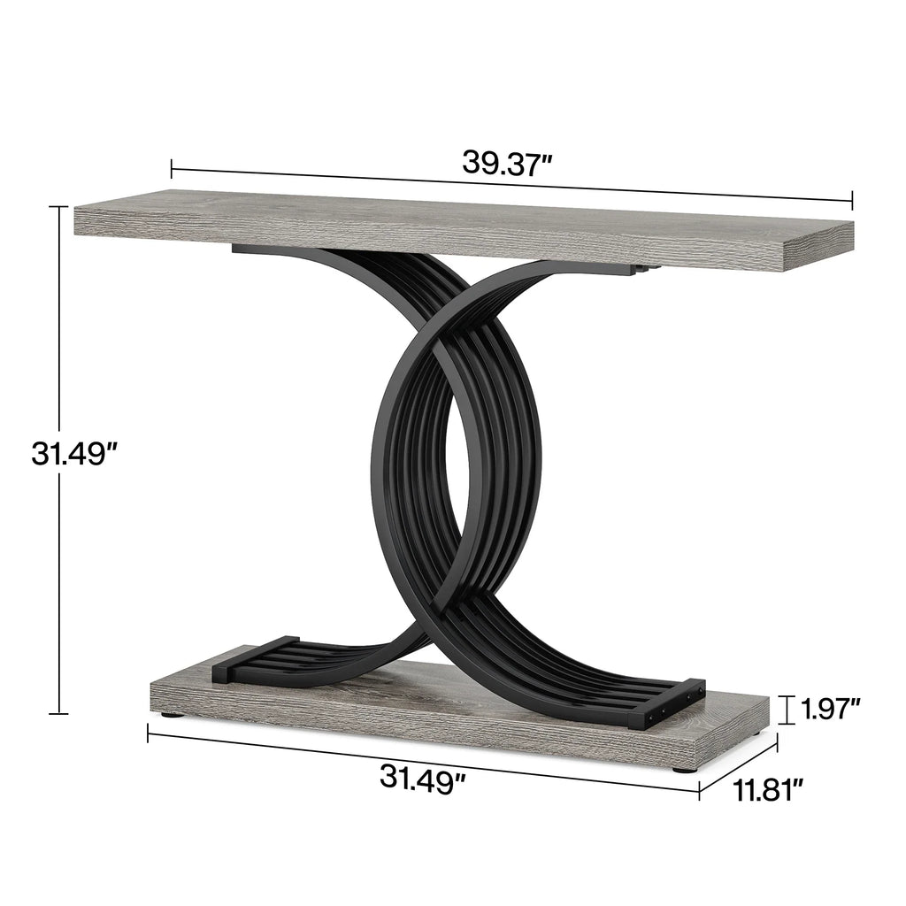 Tribesigns Gold Entryway Table, Modern 39-Inch Console Faux Marble Narrow Wood Sofa with Geometric Metal Legs