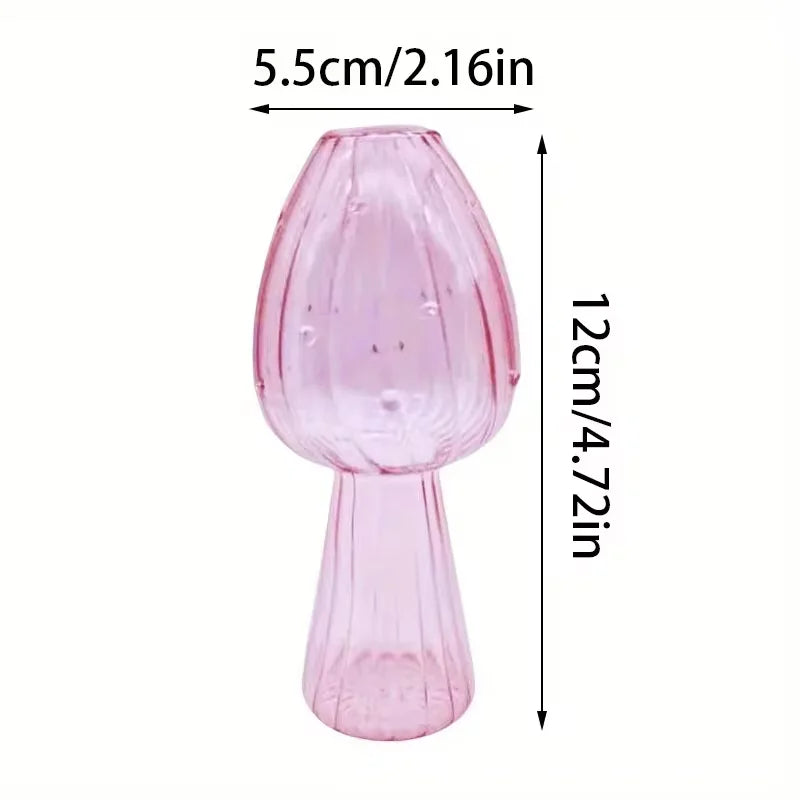 Delicate Colourful Mushroom Vase Creative Hydroponic Transparent Glass Aromatherapy Vase Living Room Dining Room Desktop Art Decoration