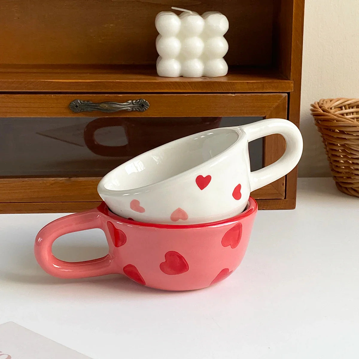 Love Ceramic Pair Cup, Creative Hand-Painted Ceramic Love Mug
