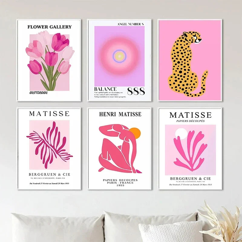 Matisse Bauhaus Angel Number Picasso Flower Wall Art Pink Tiger Poster Picture Modern Living Room Interior Decor