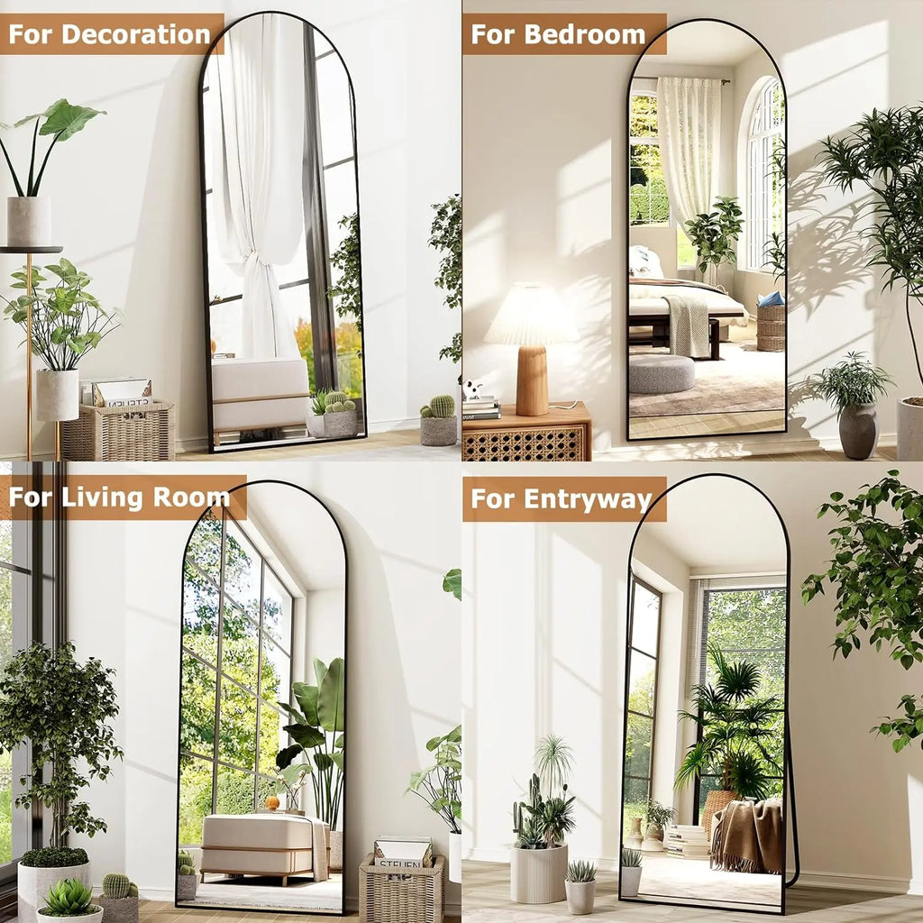 Full Length Arched Mirror-Aluminum Alloy Frame High Definition-Full Body Mirror for Bedroom or Living Room