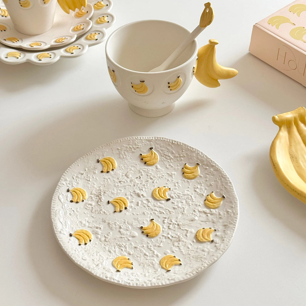 Luxury Ceramic Banana Pattern Round Cute Plates