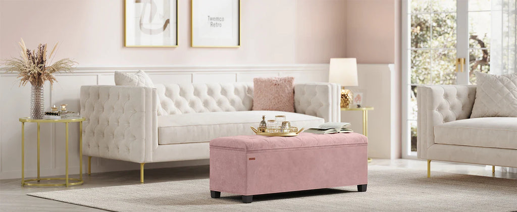 Velvet Storage Ottoman Bench, Foot Rest with Legs, 15.7 x 43 x 15.7 Inches, End of Bed Bench, Storage Chest