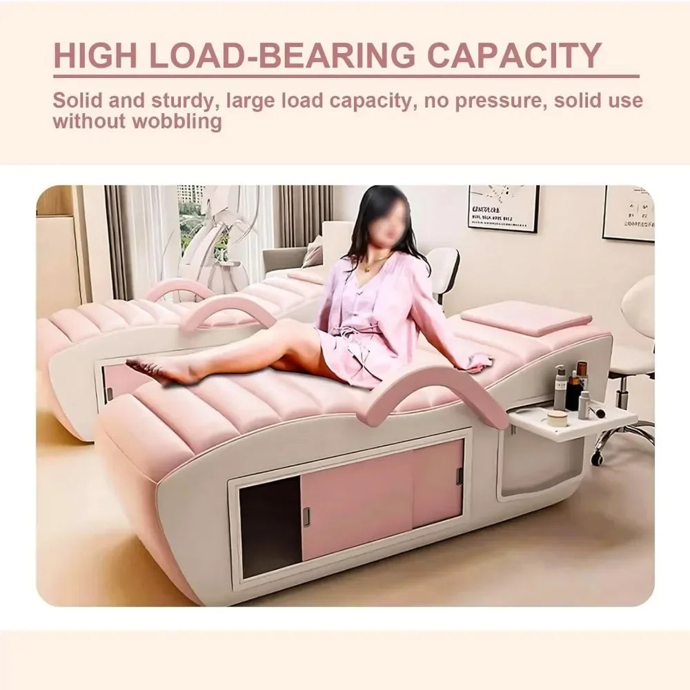 Electric Massage Table & Facial Bed Includes Pink Striped Bed Design,Spa Beauty Bed with Open Storage Dividers, Reversible