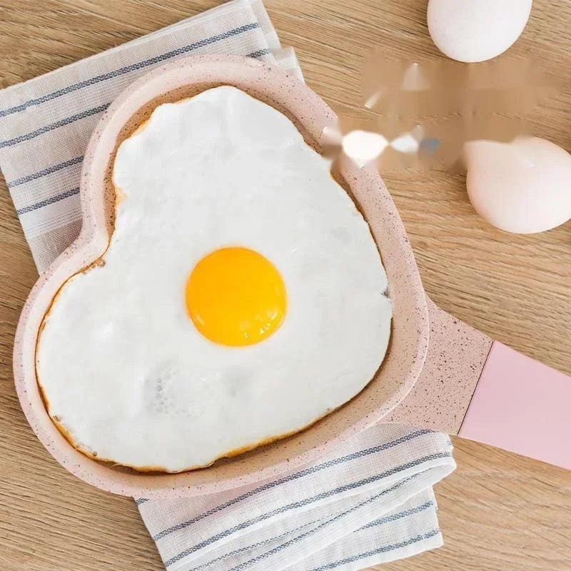 Mini Side Non-stick Cookware, Pink Love Egg Frying Pan for Kitchen, Mini Cooking Pot for Home Use, Cute and Efficient