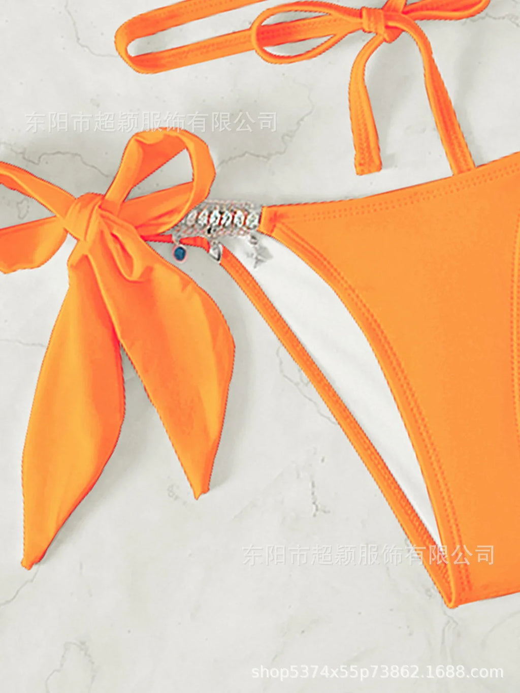 Women's Swimwear Crystal Diamond Triangle Bandage Backless Beach Bikini Swimsuit