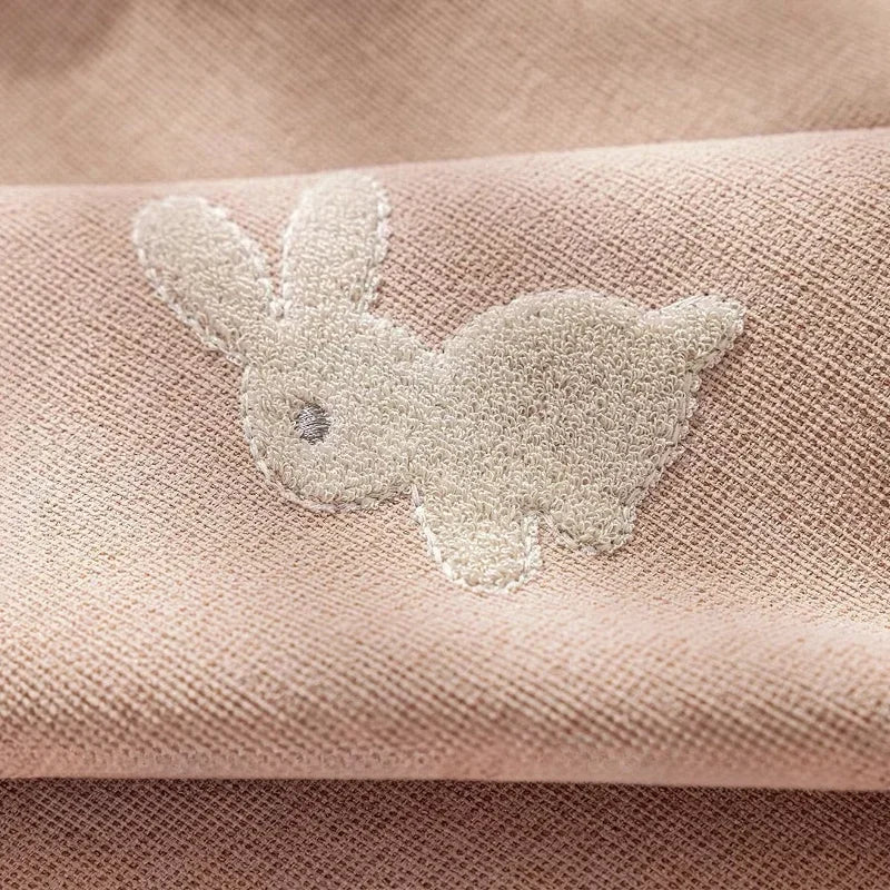 Pink Cartoon 3D Embroidered Rabbit Blackout Curtains for Living Room Bedroom Girls Room Sticky Chenille Drapes Home Decor