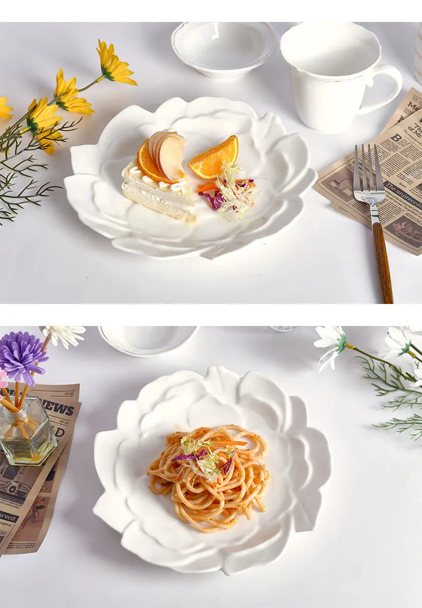 Lotus Flower Lace Cake Exquisite Dessert Plate